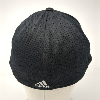 Adidas Fitted Hat Black One Size Embroidered Vented Holes Breathable 6 Panel