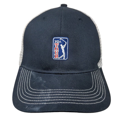 PGA Tour Snapback Trucker Hat Blue One Size Adjustable Mesh Back Classic Cut