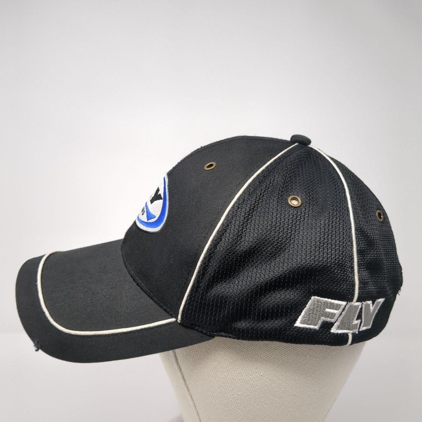 Fly Racing Strapback Hat Black One Size Adjustable Embroidered 6 Panel