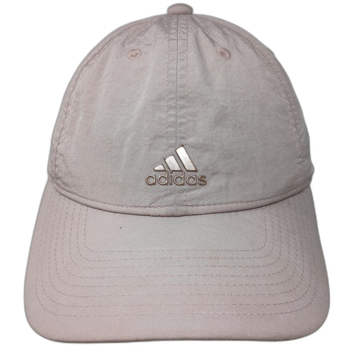 Adidas Baseball Cap Pink One Size Nylon Gold Logo Adjustable Slideback Strap Hat
