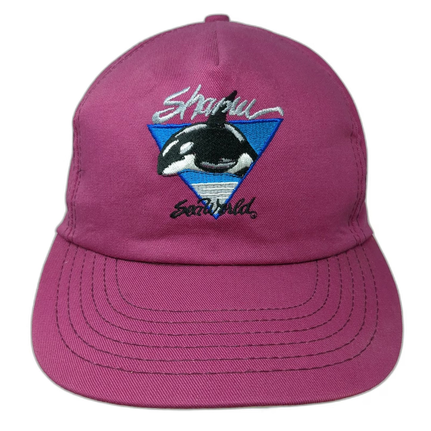 5 Panel Pink SeaWorld Shamu Orca Killer Whale Made in USA Snapback Hat Vintage