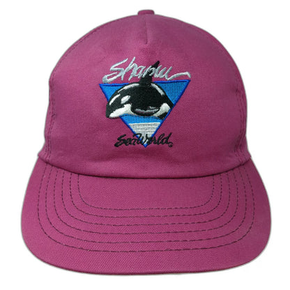 5 Panel Pink SeaWorld Shamu Orca Killer Whale Made in USA Snapback Hat Vintage