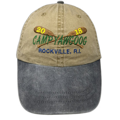 Baseball Cap Beige Gray One Size Camp Yawgoog 2018 Rockville RI Oars Hat