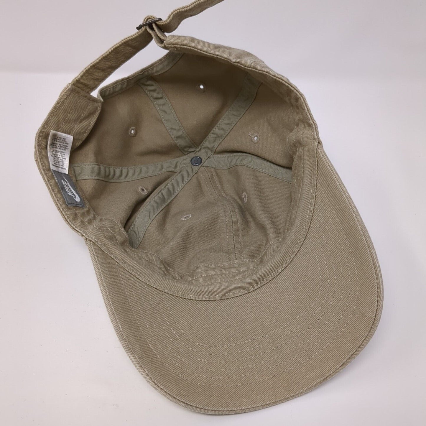 Nike Slideback Hat Tan One Size Adjustable Embroidered Swoosh 6 Panel Cotton