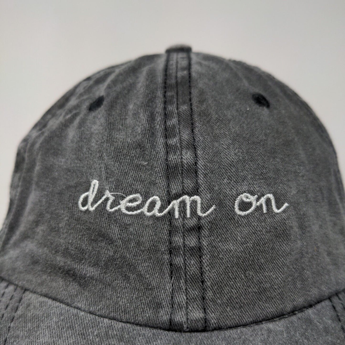 David & Young Women's Strapback Hat Gray Embroidered Dream On Logo Cotton