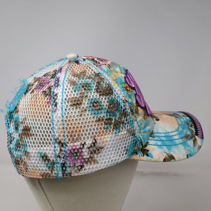 Robin Ruth Trucker Hat Blue One Size Hawaii Aloha State Floral Quilted Mesh