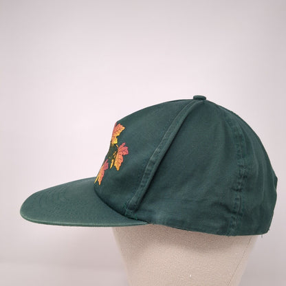 Canada Snapback Hat Green One Size Adjustable Embroidered Patriotic 6 Panel
