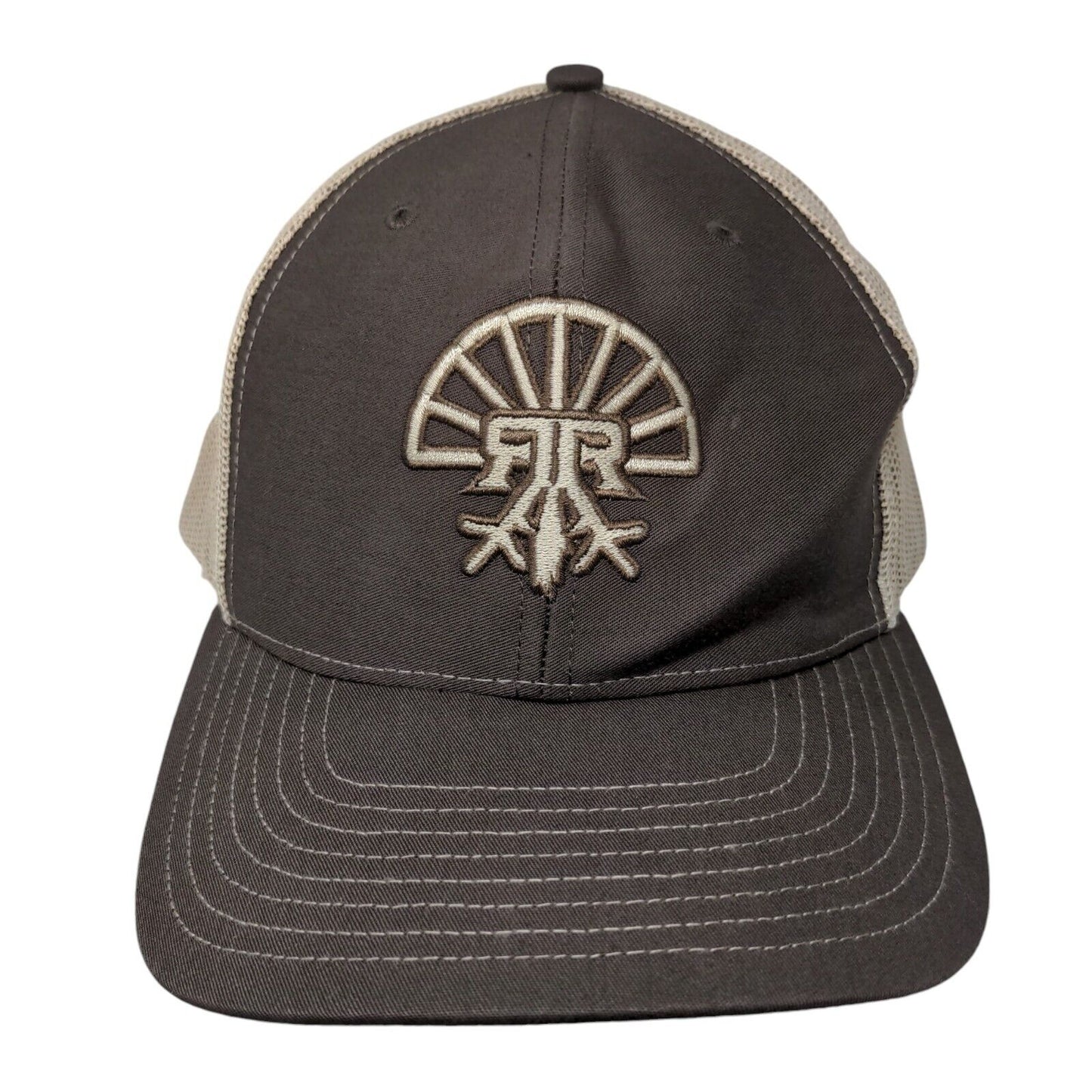 Richardson Snapback Trucker Hat Brown One Size Adjustable Embroidered Mesh Back