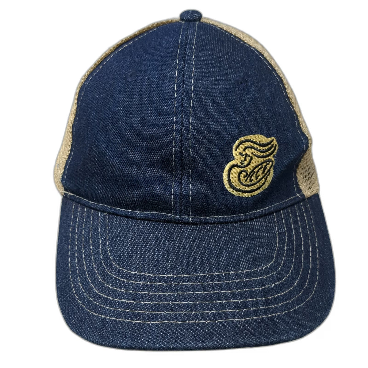 C.C Blue Baseball Cap One Size Mesh Back Embroidered Letter C Logo Strapback Hat