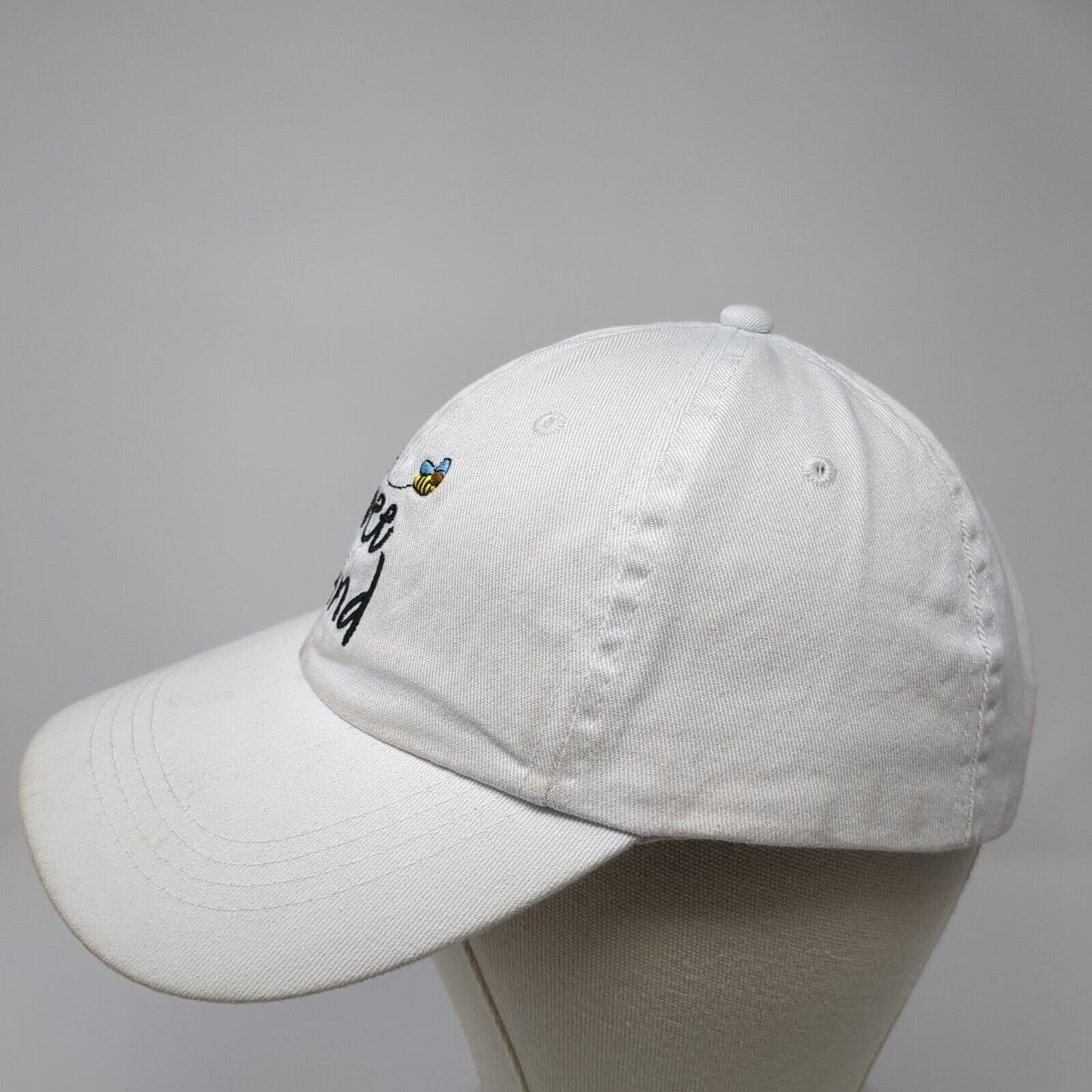 Bee Kind Slideback Hat White One Size Adjustable Embroidered 6 Panel