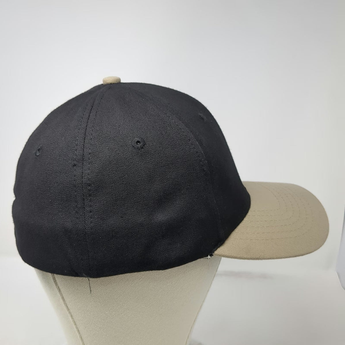 Nu-Fit Baseball Cap Black Beige M Stretch Fit Two Tone Blank Breathable Hat