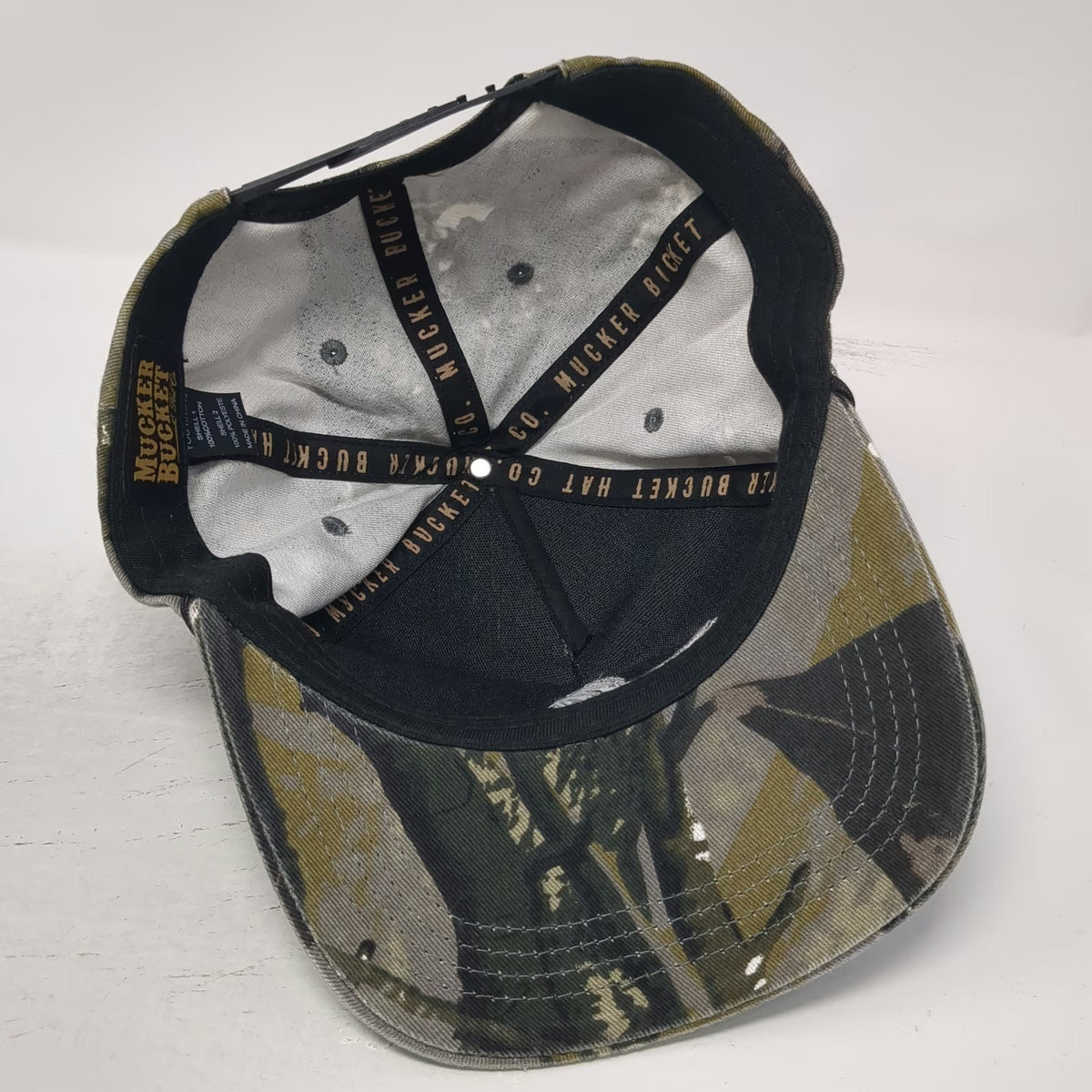 Mucker Bucket 5 Panel Green One Size Hat Duck Camo Rope Snapback Outdoor Hunting