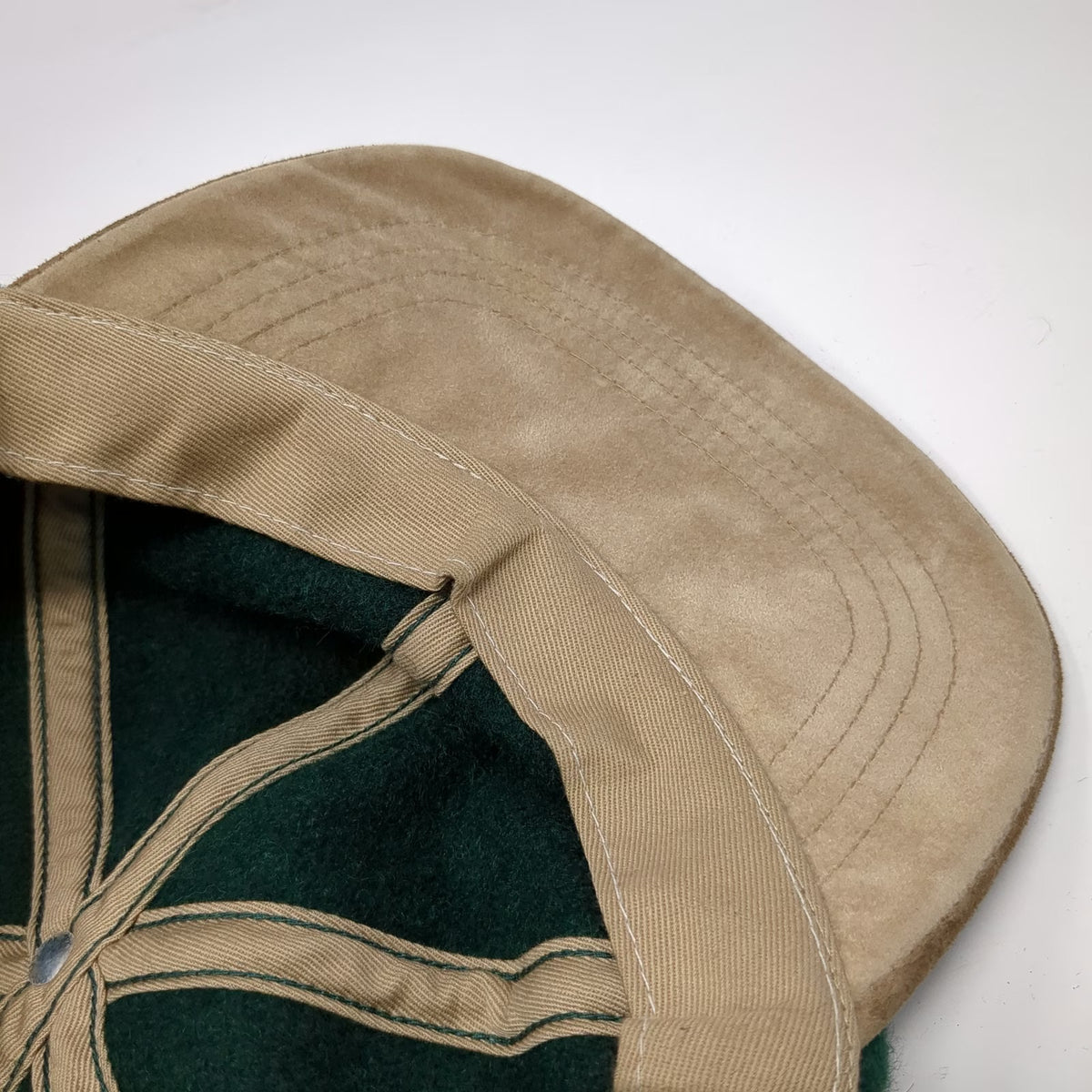 Country Gentleman Baseball Cap Green Brown One Size Wool Suede Slideback Hat