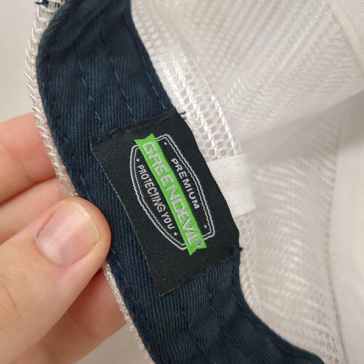 Green Devil Trucker Hat Blue White One Size Maverick Air Bump Cap Mesh Snapback