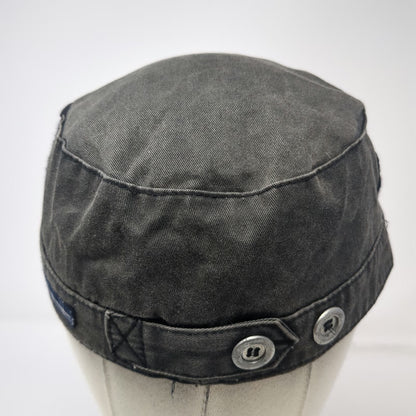 Army Cap Gray One Size Distressed Patches Studs Buttons Fashion Strap Cadet Hat