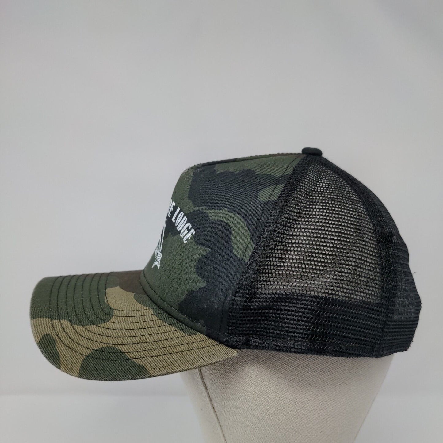 North Shore Lodge Warm Lake ID Snapback Trucker Hat Camouflage OSFM New Era