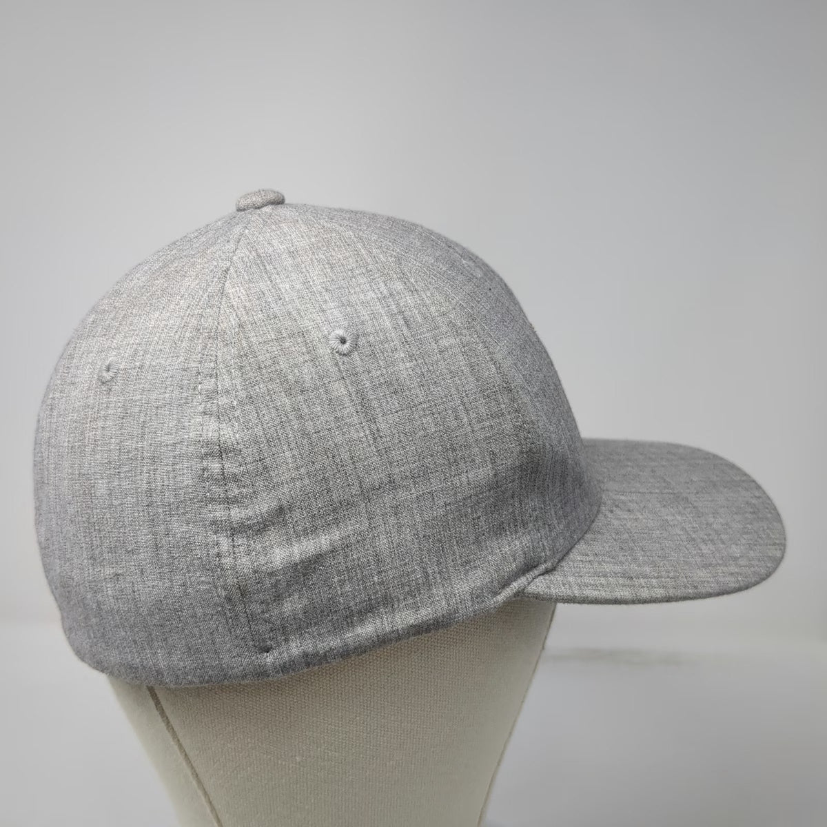 Flexfit Baseball Cap Gray M Heathered Fabric Sun Patch Structured Fitted Hat