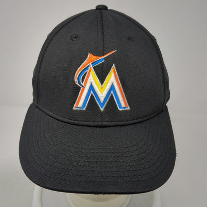 OC Sports Miami Marlins MLB Hat Black Baseball Cap L Stretch Fit Team Logo Fish