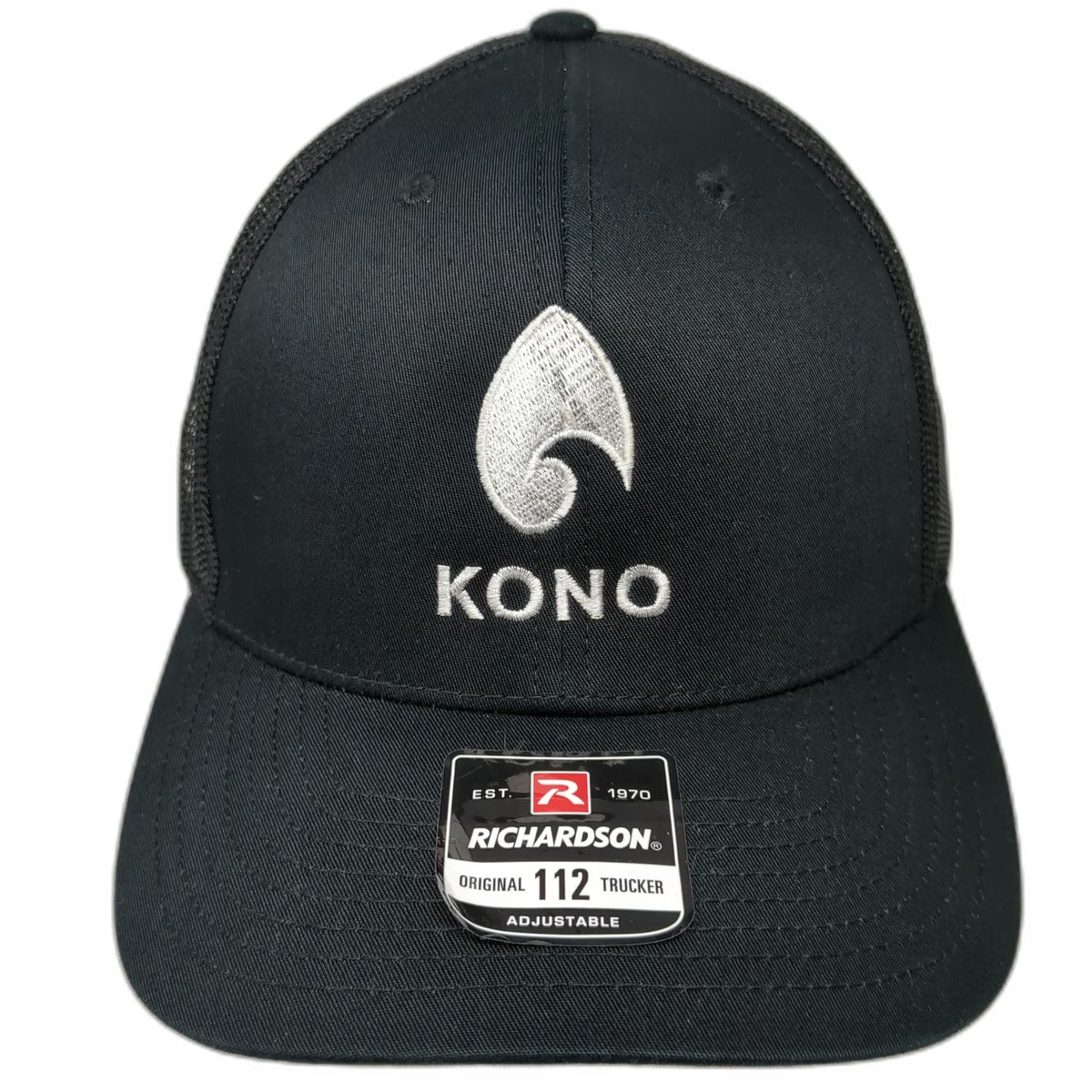 Richardson Trucker Hat Black One Size 112 Mesh Back Snapback Kono Embroidered