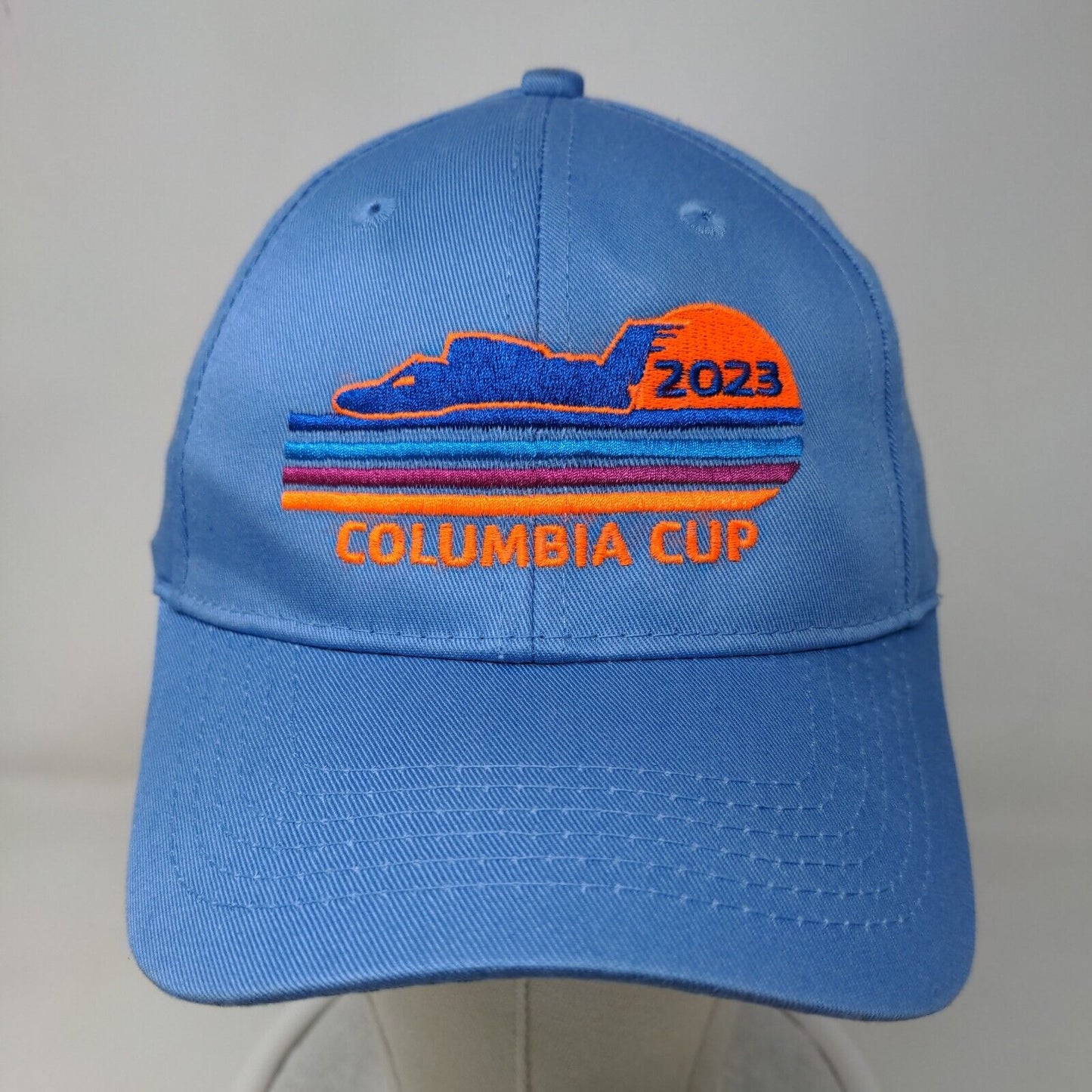 Port & Company Boy's Strapback Hat Blue Embroidered 2023 Columbia Cup Logo