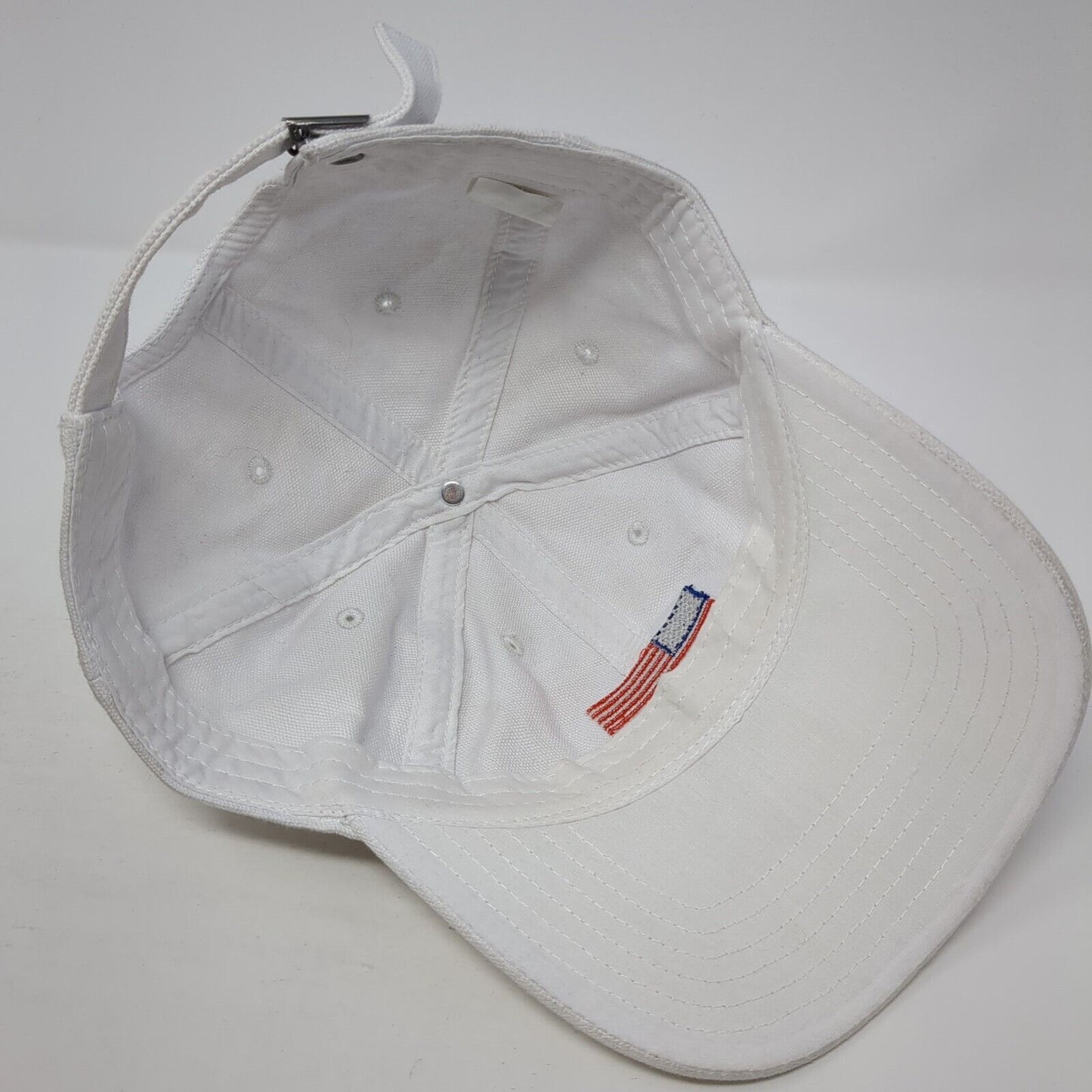 American Flag Slideback Hat White One Size Adjustable Embroidered