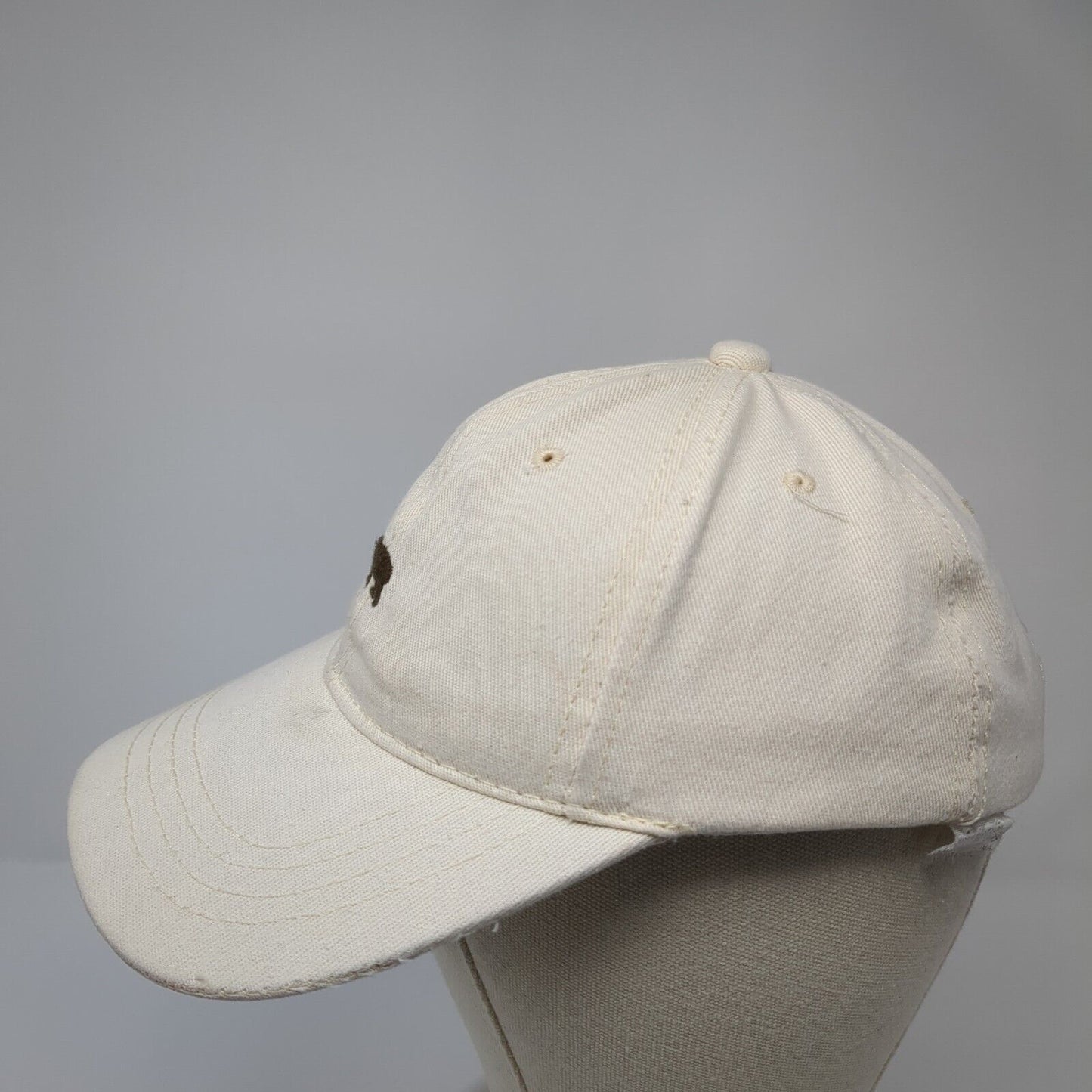 Polar Bear Slideback Baseball Cap Beige One Size Adjustable Embroidered 6 Panel