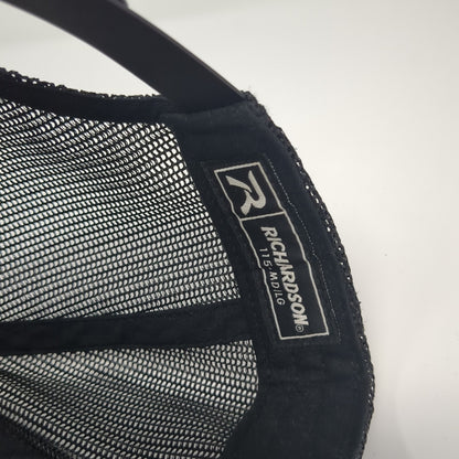 Trout Trucker Hat Black Large Adjustable Embroidered Mesh Back Richardson