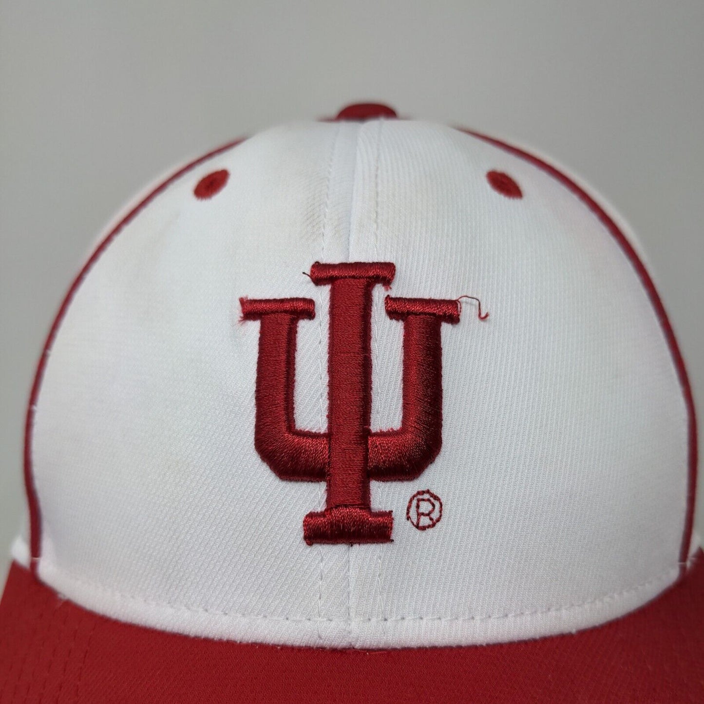 Adidas Boys Fitted Hat Red White OSFM Embroidered IU Hoosiers Logo