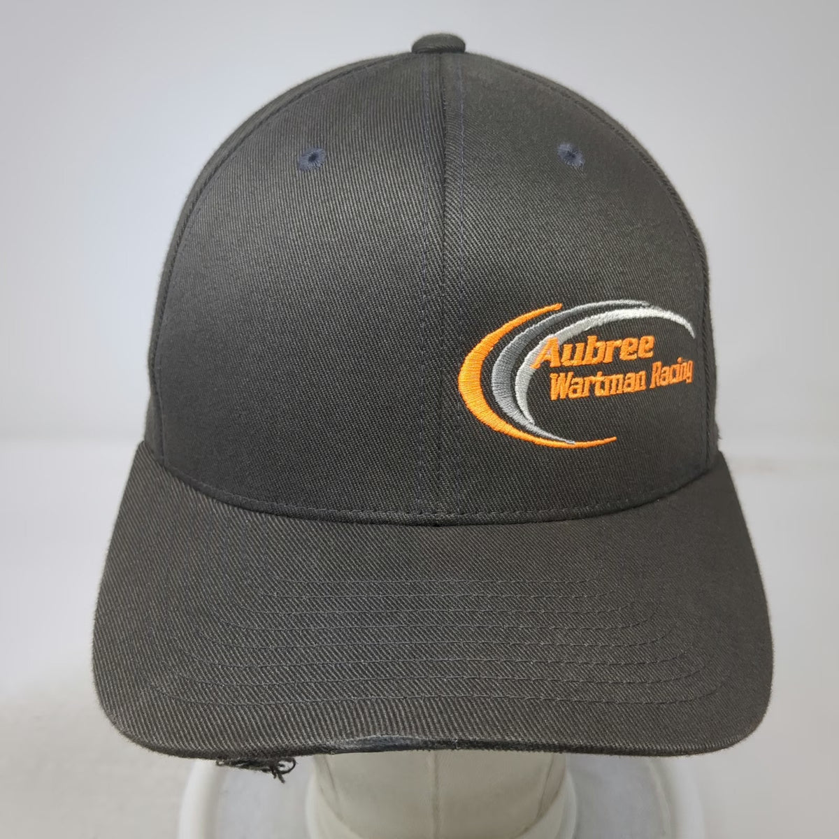 Port Authority Baseball Cap Gray M Flexfit Aubree Wartman Racing Orange Hat