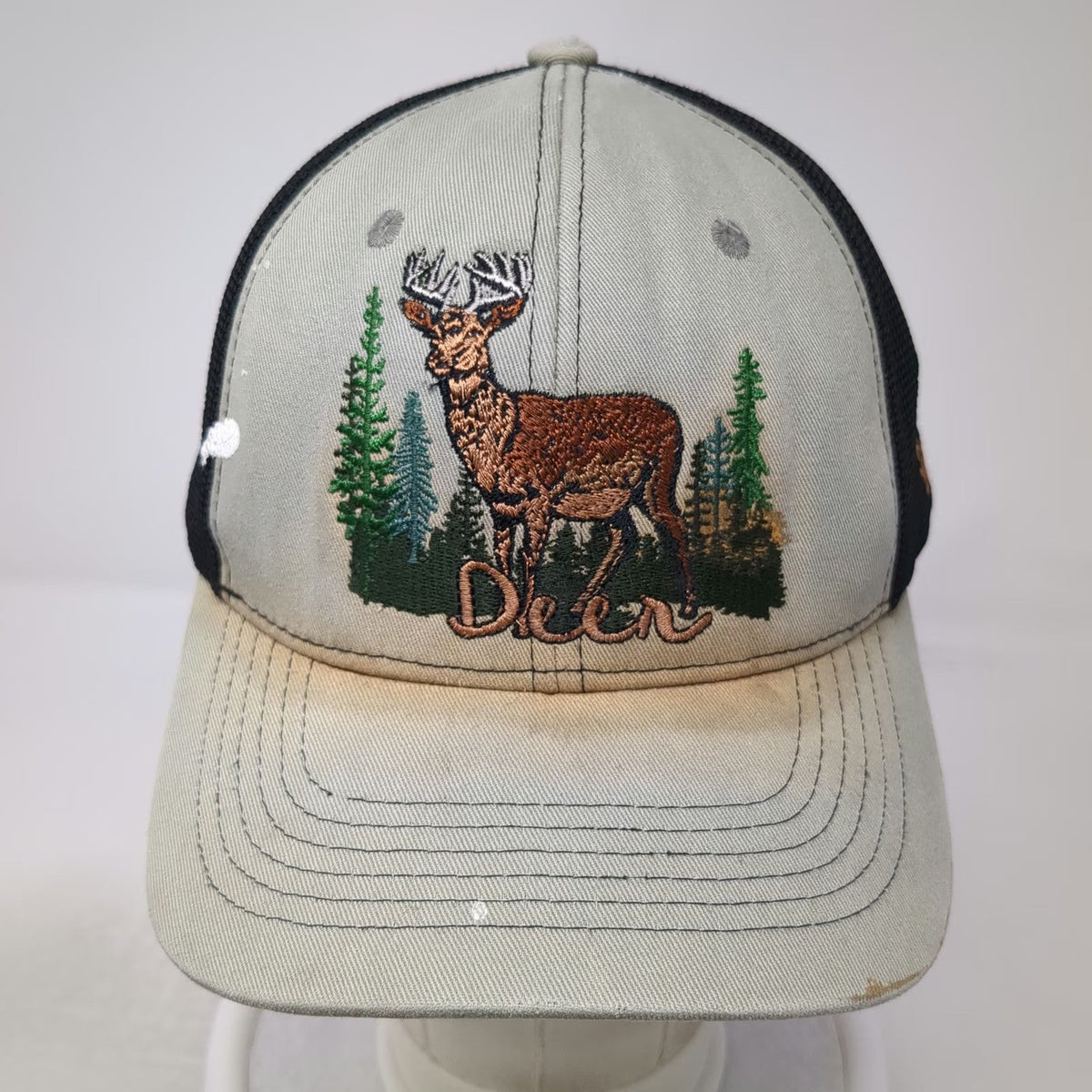 Top Level Trucker Hat Green One Size Deer Wildlife Mesh Snapback Hunting Woods