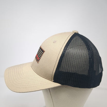 Scheels American Flag Trucker Hat Beige One Size Mesh Snapback Outdoor Sports
