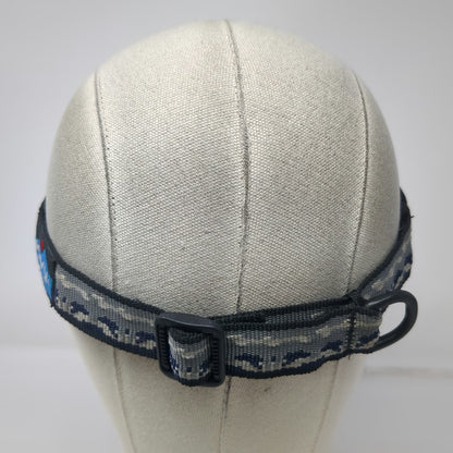 KAVU Visor Beige Blue Black Made in USA Nylon Patterned Adjustable Hat Vintage