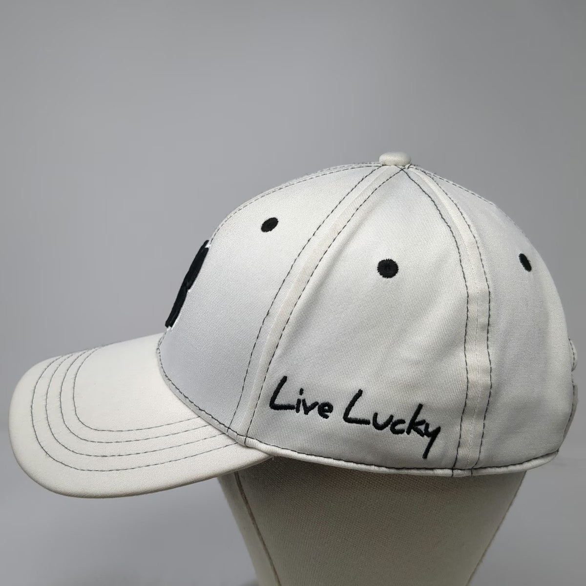 Black Clover Baseball Cap White OS Strapback Live Lucky ASG Clover Logo Hat