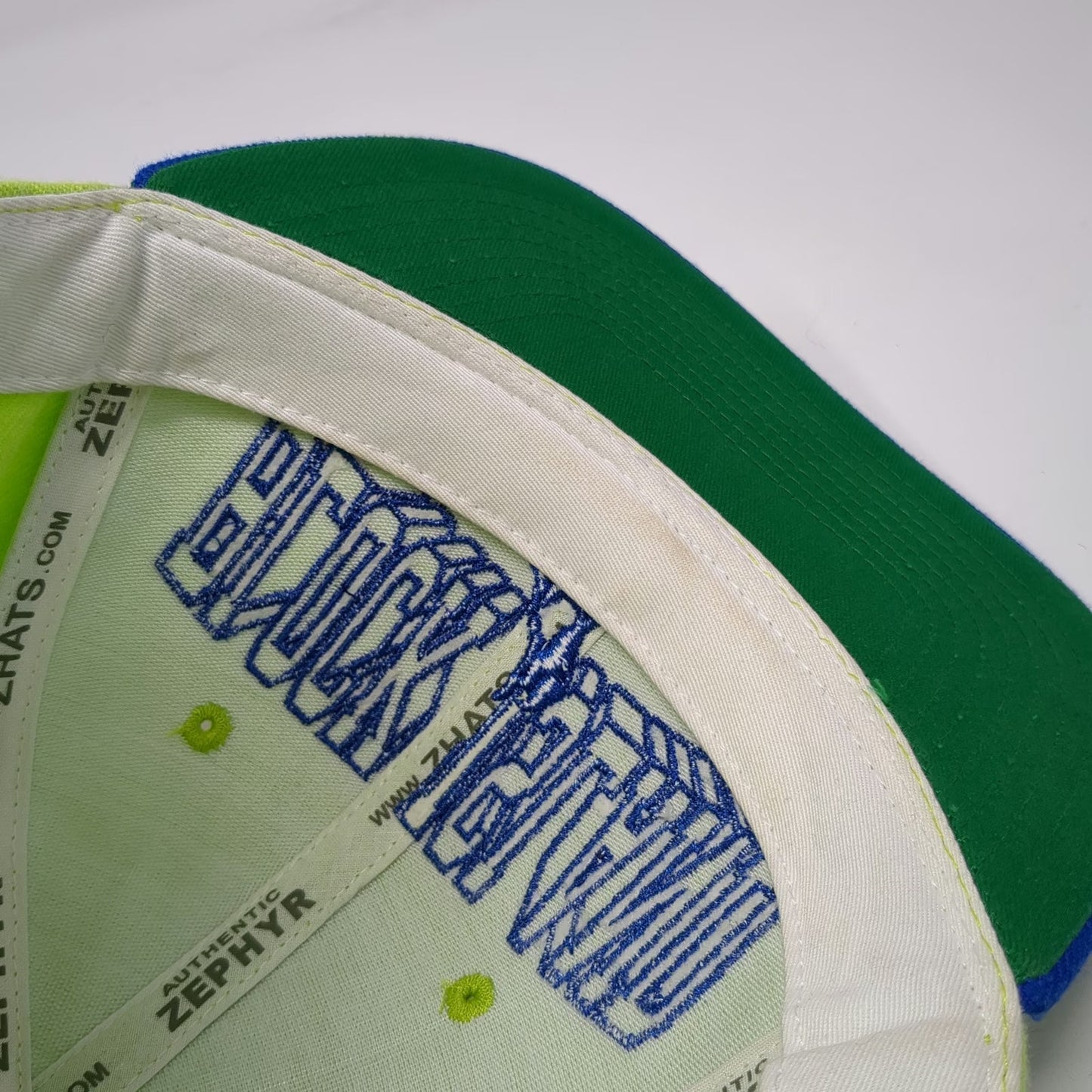 Zephyr Snapback Hat Green Blue One Size Block Island Rhode RI 3D Logo Embroidery
