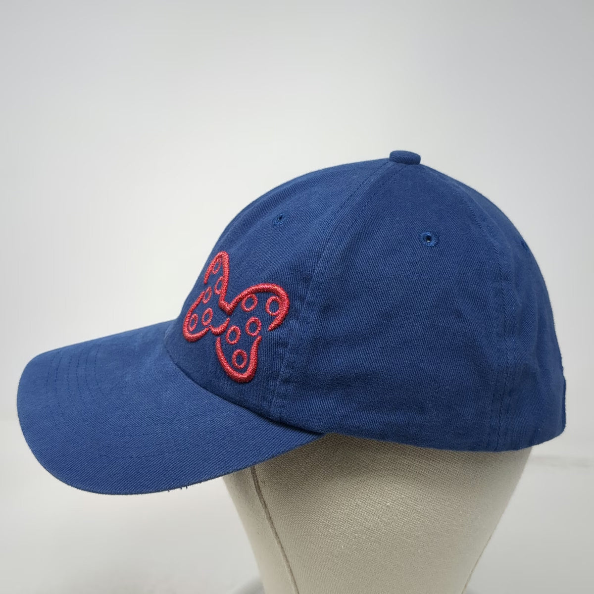 Disney Parks Blue One Size Baseball Cap Red Bow Embroidery Slideback Logo Hat