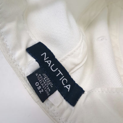Nautica Baseball Cap White One Size Sail Logo Blue Side Bill Logo Adjustable Hat