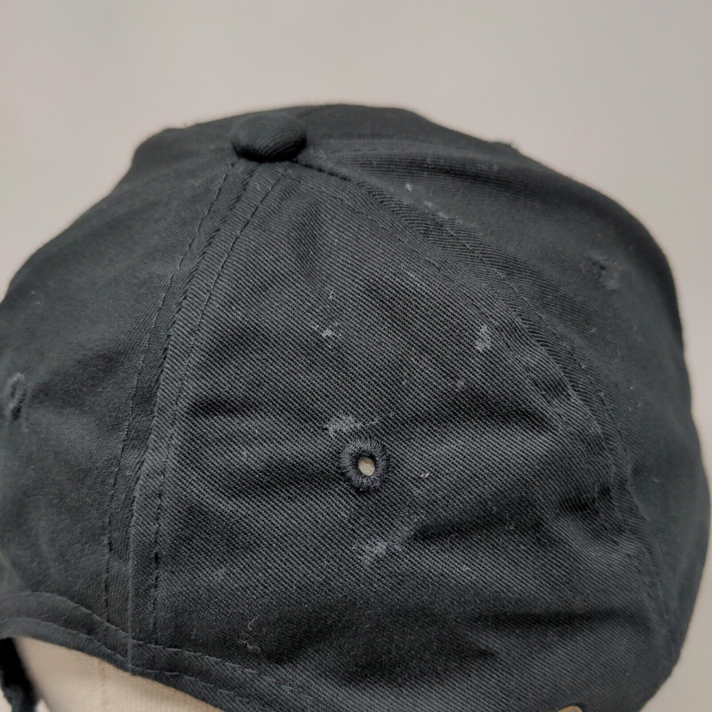 Unbranded Men's Slideback Hat Black Embroidered Home Bass Logo Distressed