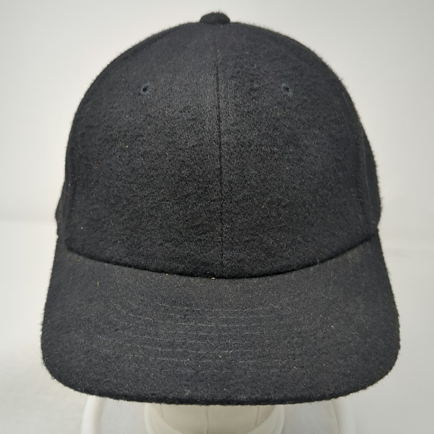Yupoong Baseball Cap Black One Size Wool Blend Slideback Strapback Plain Hat
