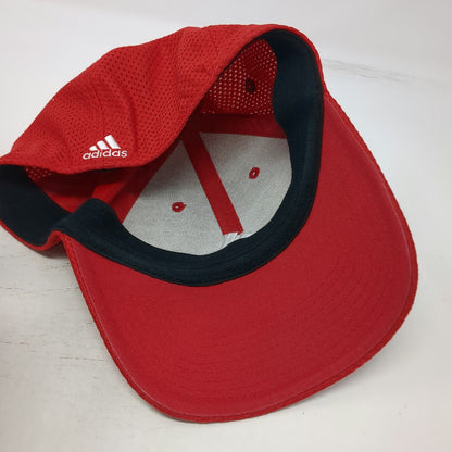 Adidas Baseball Cap Red XL Stretch Fit Curved Brim Polyester Embroidered Hat