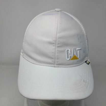 CAT Slideback Hat White OS Adjustable Embroidered Logo Vented Holes 6 Panel