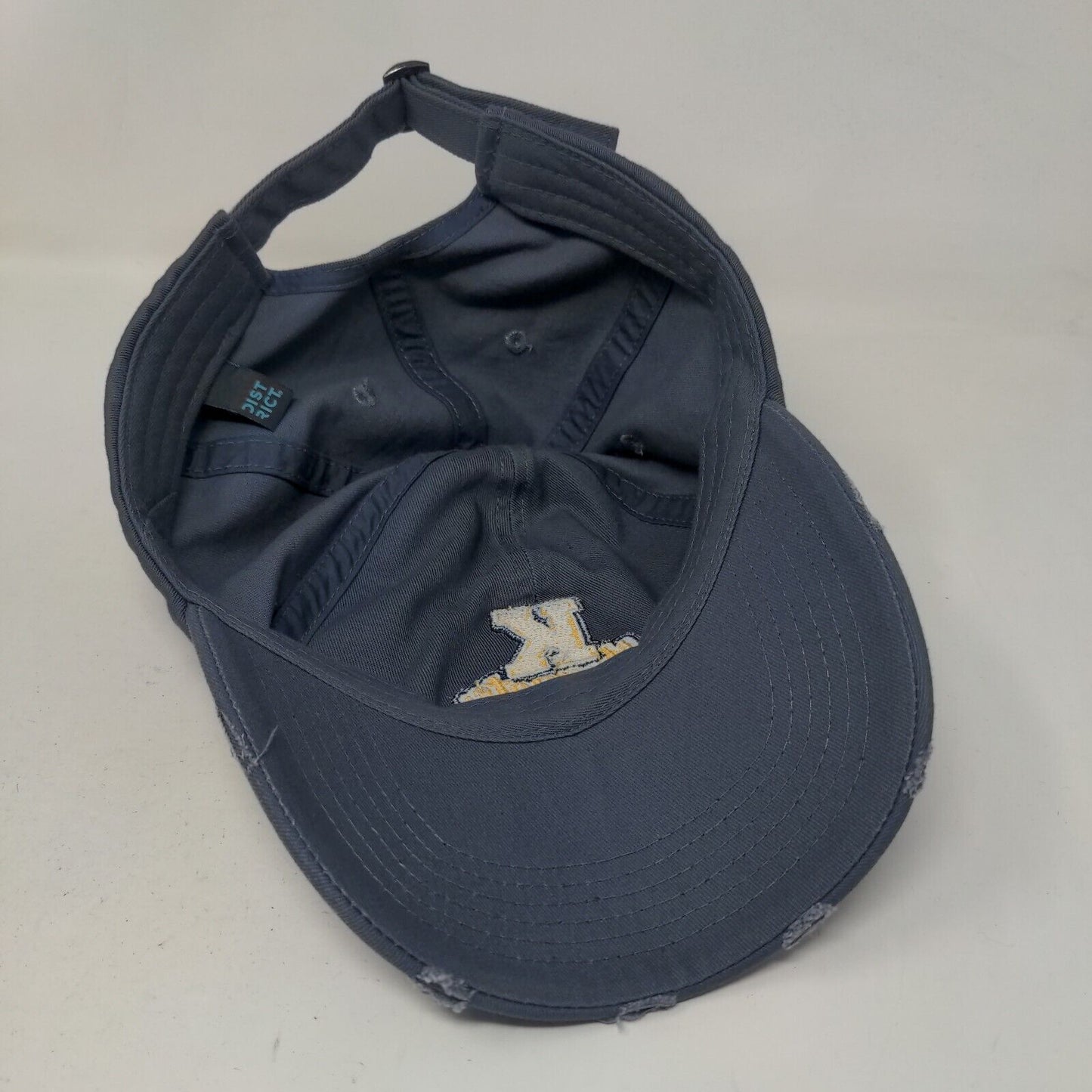 District Men's Slideback Hat Blue Embroidered K Nuggets Logo Distressed Cotton