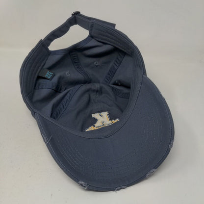District Men's Slideback Hat Blue Embroidered K Nuggets Logo Distressed Cotton