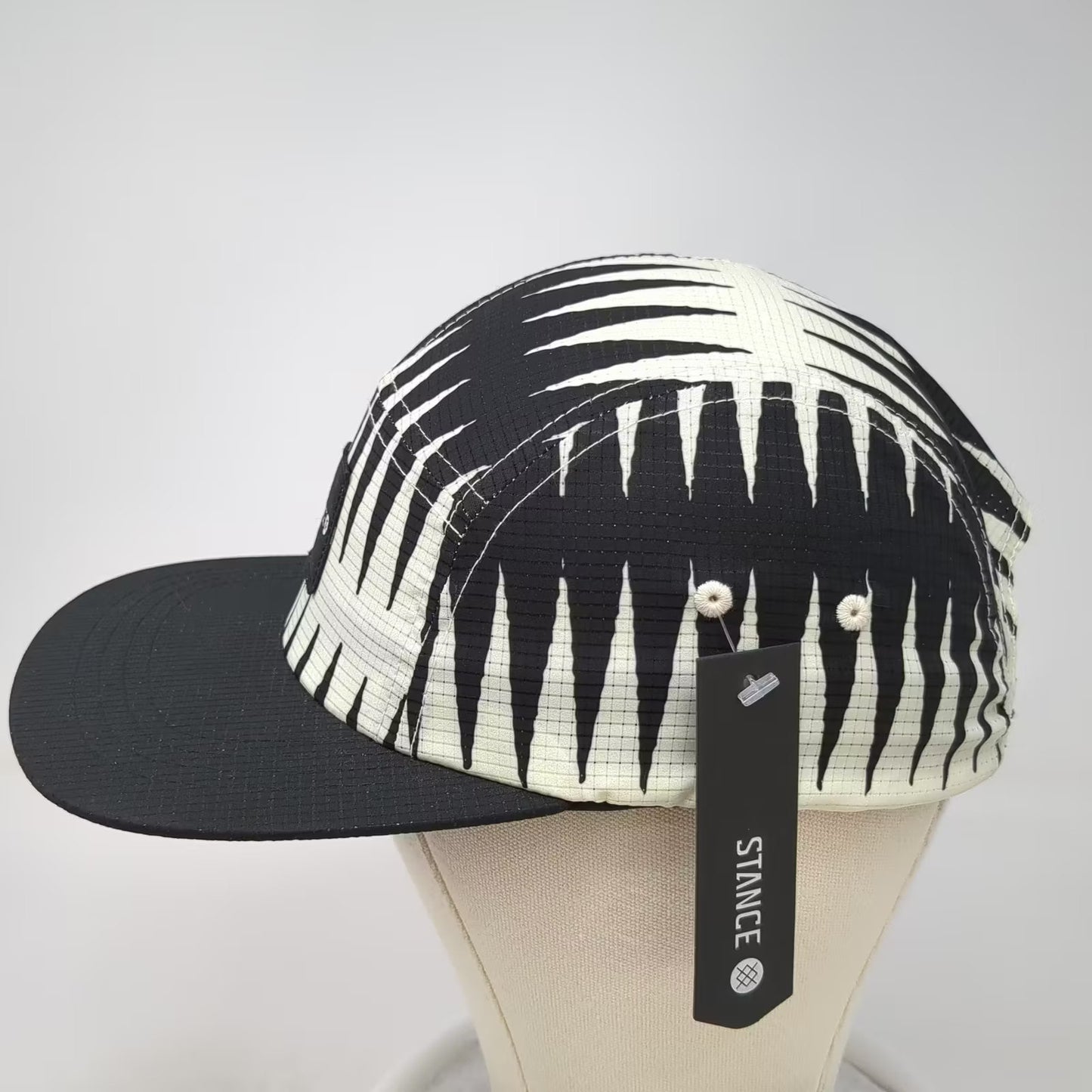 Stance 5 Panel Black White Zigzag Pattern Hat One Size OS Adjustable Strap