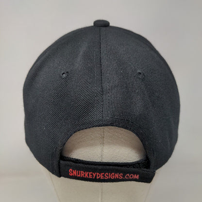 Snurkey Strapback Hat Black One Size Adjustable Graphic Print Vented Holes