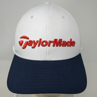 TaylorMade Baseball Cap White Blue One Size Adjustable Logo Golf Hat Polyester