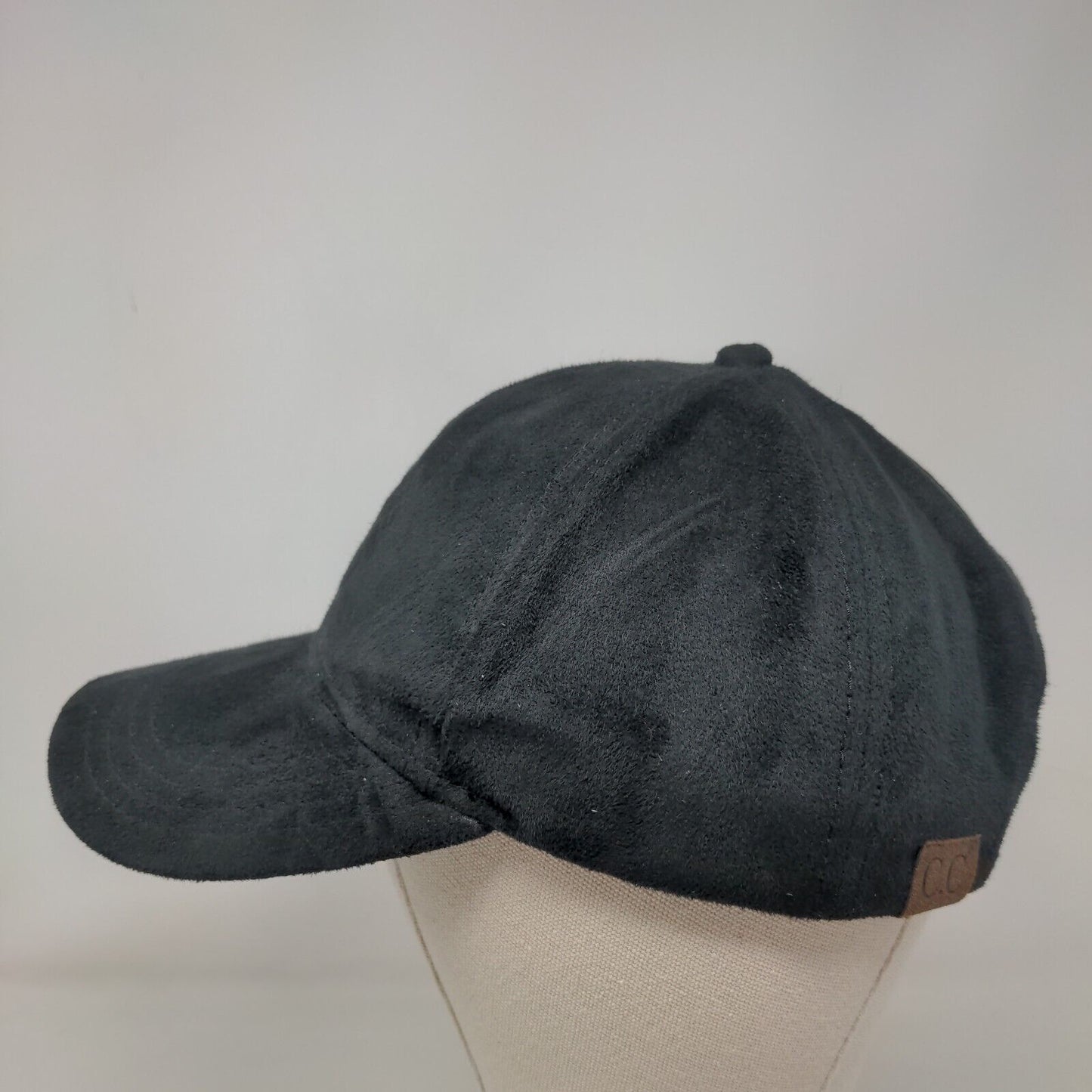 C.C Suede Strapback Hat Black One Size Adjustable 6 Panel Solid Blank