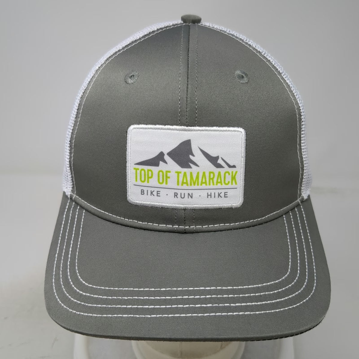 Gray Trucker Hat OSFM Top Of Tamarack Bike Run Hike Mesh Snapback Step Forward