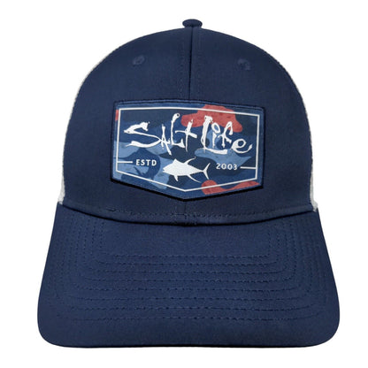 Salt Life Estd 2003 Snapback Trucker Hat Blue OSFM Embroidered Mesh Back