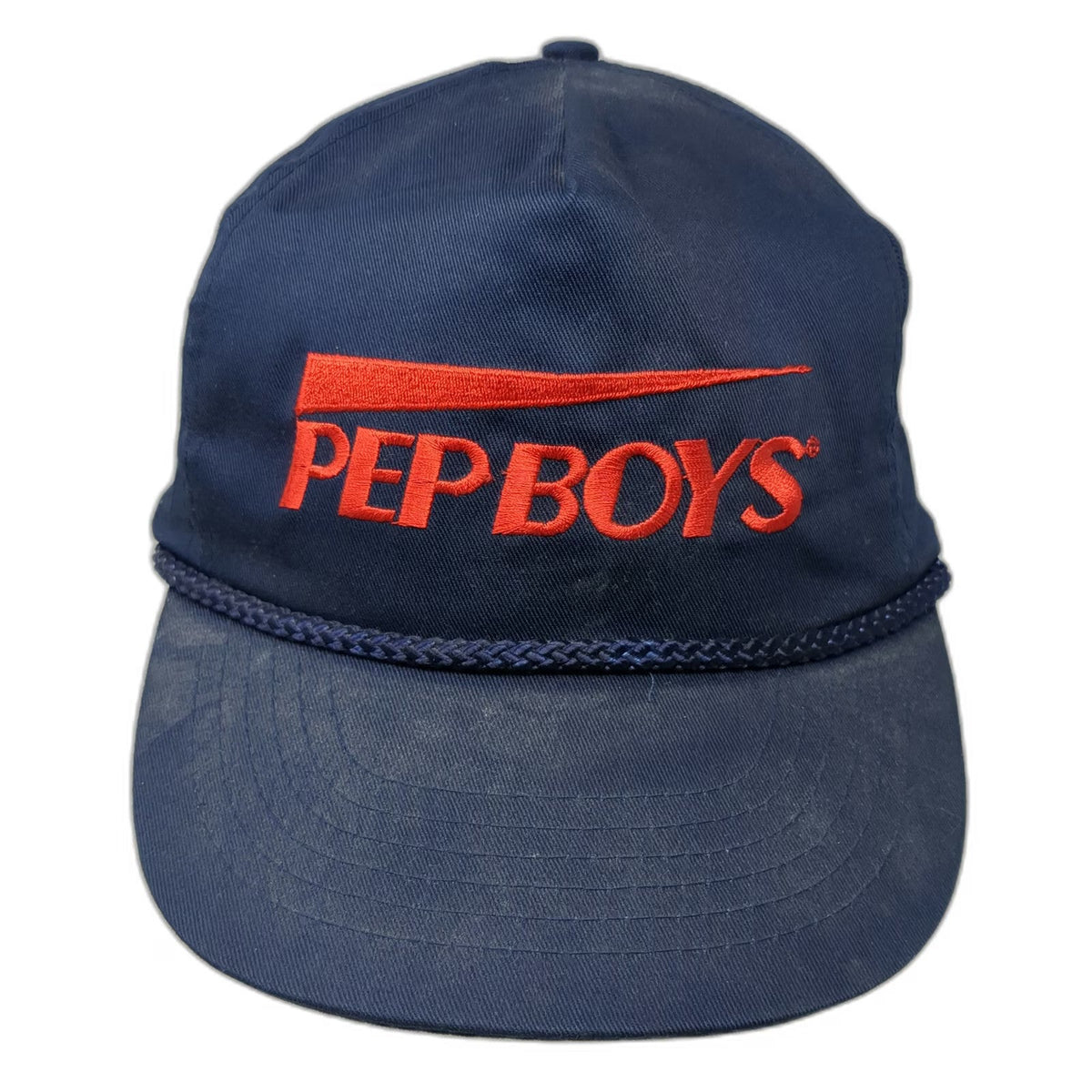 Pep Boys 5 Panel Blue One Size Snapback Rope Brim Hat Automotive Parts Service