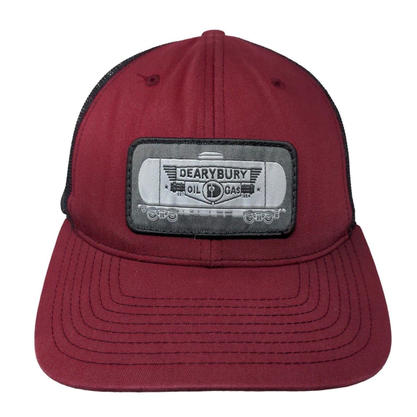 Dearybury Oil Gas Snapback Trucker Hat Red One Size Adjustable Mesh Back